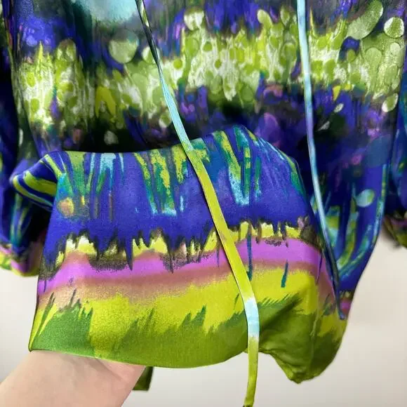 Investments Womens Watercolor Blouse Sz 14 | Fairy Lightweight Art to Wear Artsy - Picture 5 of 12